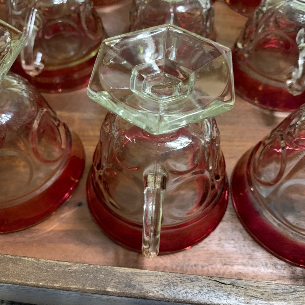18 Ruby Gold PUNCH CUPS Red Flashed Thumbprint Indiana Glass 💖 Priority Shipping - Picture 6 of 12